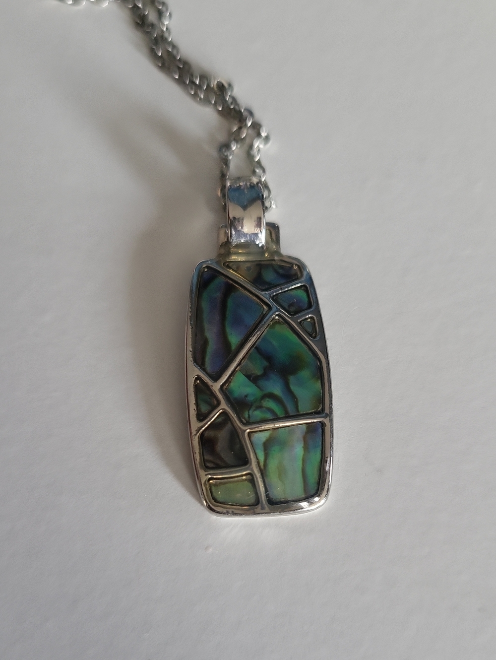 Abalone Inlay Silver Pendant Necklace